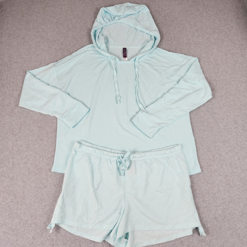Adore Me 2 Piece Pajama Set Womens Large Blue Loungewear Stretch Classic Fit